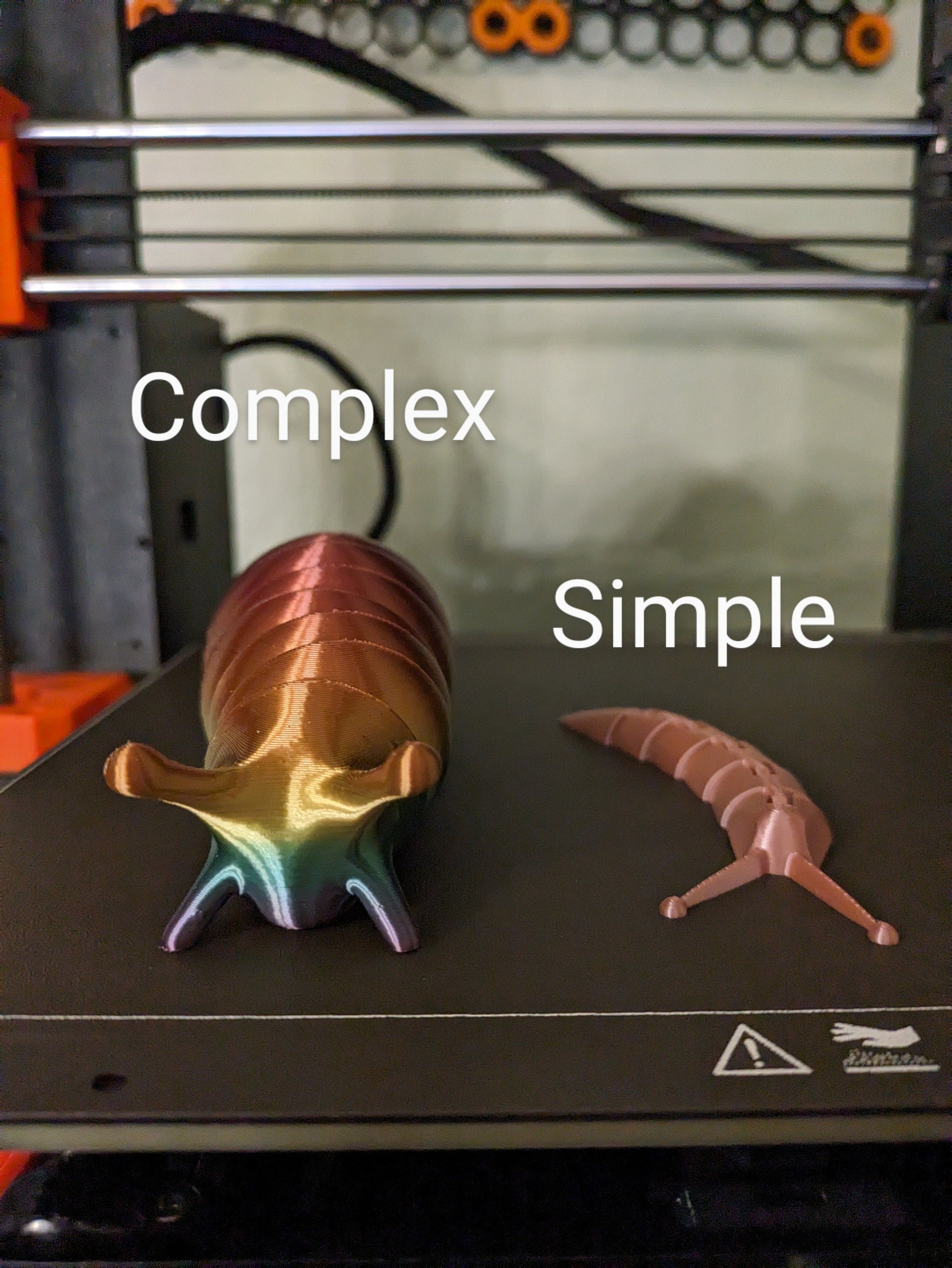 3D Printed Articulated Slug Fidget Toy: Rainbow Colors, Desk Decor
